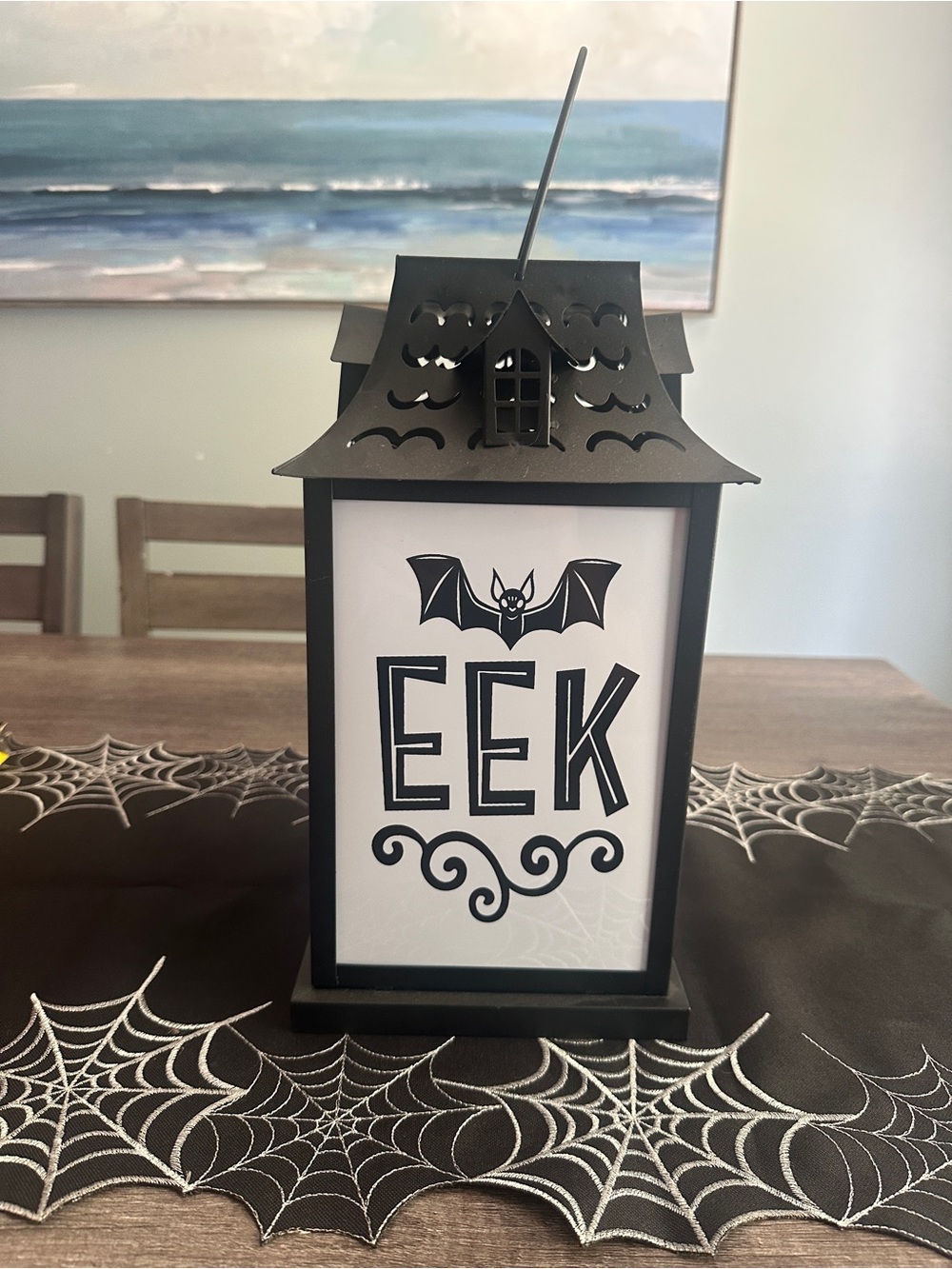 Black Halloween 'EEK' Lantern - Home Accents